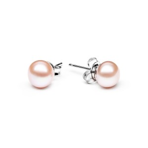 Cercei perle naturale roz piersica 7 mm si argint DiAmanti EFB07-N_P-G (Argint 925‰ 0,5 g.)